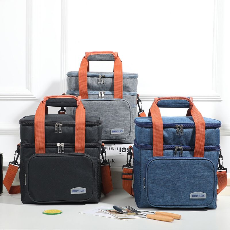 Handheld Thick Ice Bag Outdoor Picnic Bag Double Layered High Capacity Bento Bag Insulated Lunch Box Bag