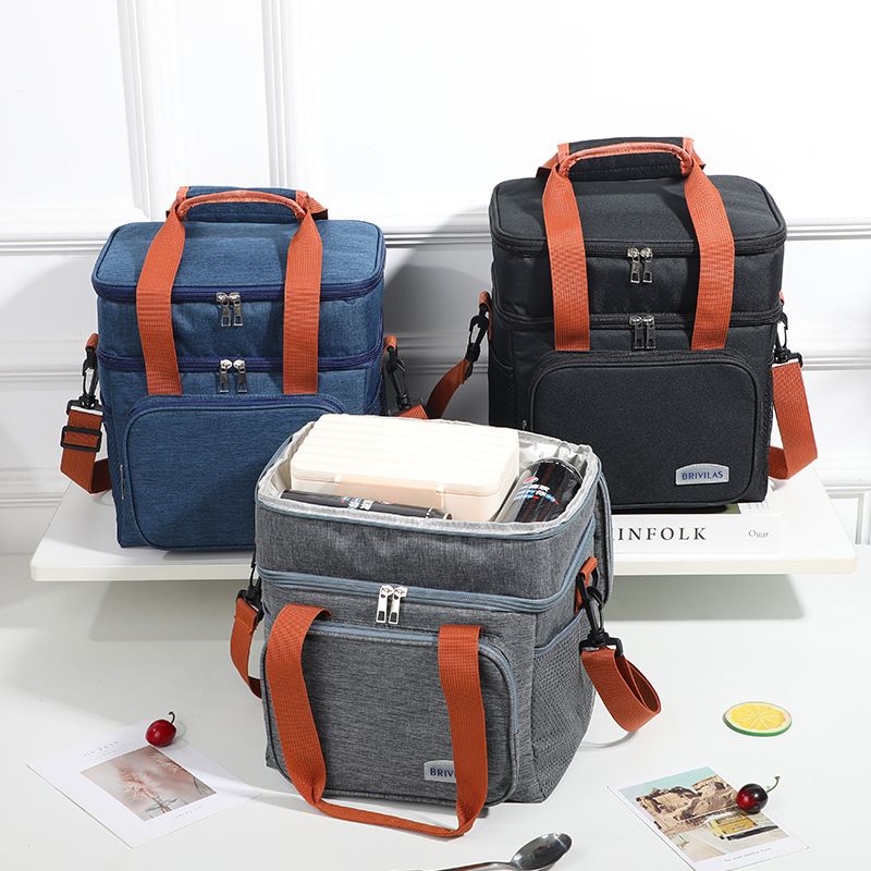 Handheld Thick Ice Bag Outdoor Picnic Bag Double Layered High Capacity Bento Bag Insulated Lunch Box Bag
