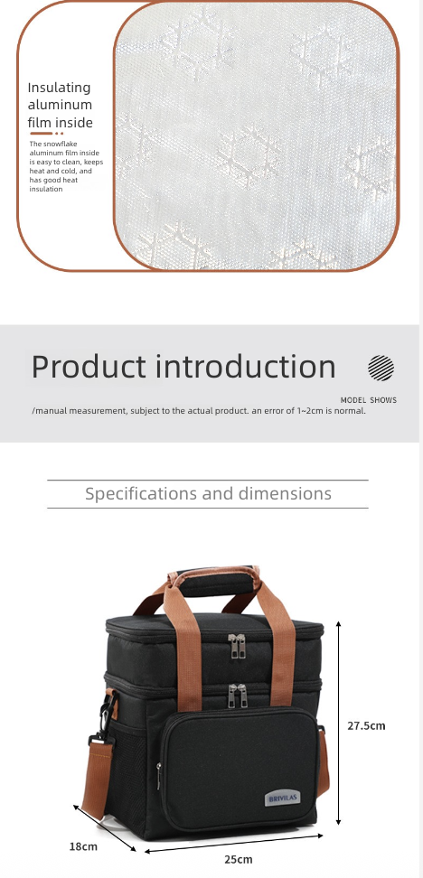 Handheld Thick Ice Bag Outdoor Picnic Bag Double Layered High Capacity Bento Bag Insulated Lunch Box Bag