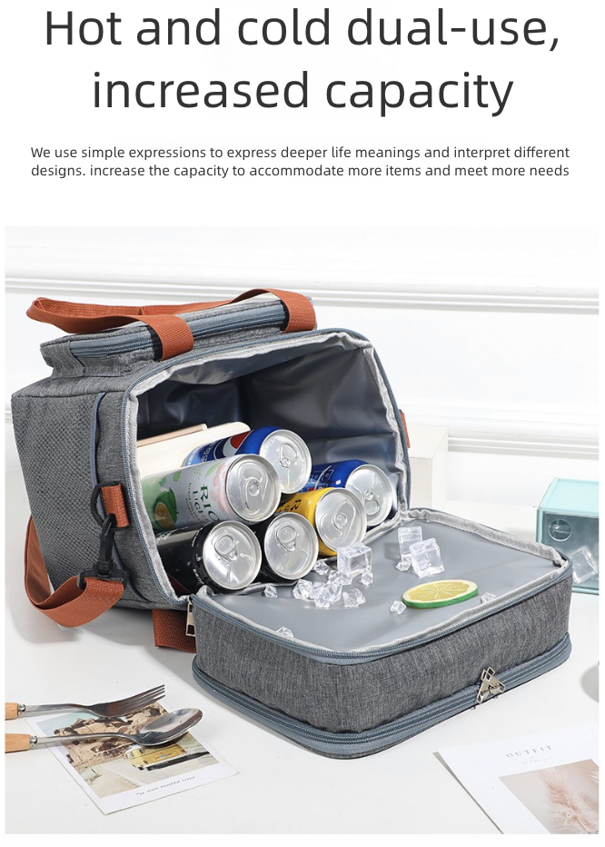 Handheld Thick Ice Bag Outdoor Picnic Bag Double Layered High Capacity Bento Bag Insulated Lunch Box Bag