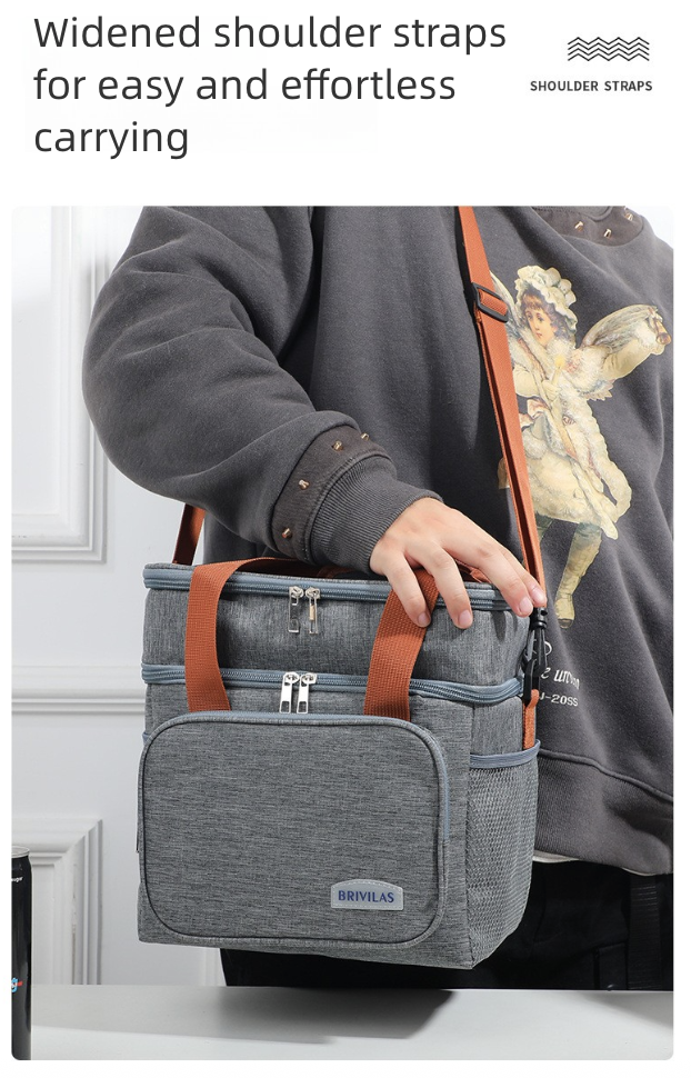 Handheld Thick Ice Bag Outdoor Picnic Bag Double Layered High Capacity Bento Bag Insulated Lunch Box Bag