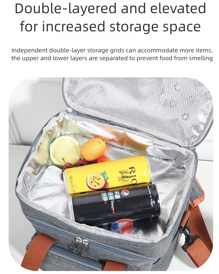 Handheld Thick Ice Bag Outdoor Picnic Bag Double Layered High Capacity Bento Bag Insulated Lunch Box Bag