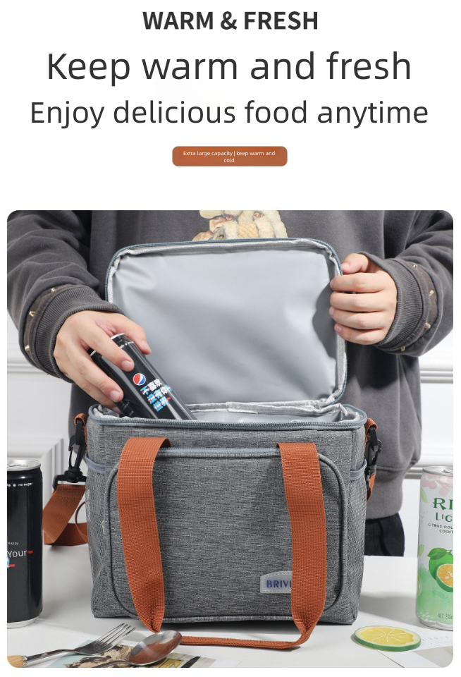 Handheld Thick Ice Bag Outdoor Picnic Bag Double Layered High Capacity Bento Bag Insulated Lunch Box Bag