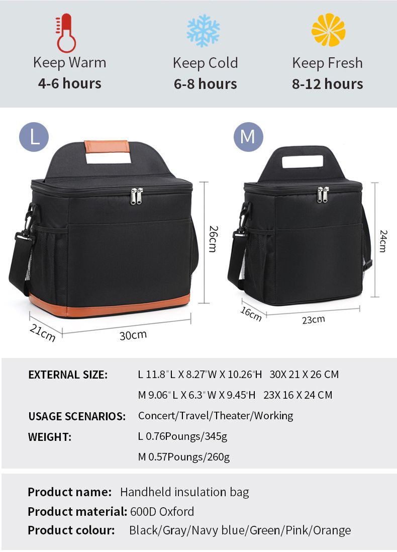 Outdoor Picnic Big Ice Pack Food Preservation Ice Protection Lunch Box Pack Bento Box Pack Work School Crossbody Hand-Held Carrying Lunch Bag