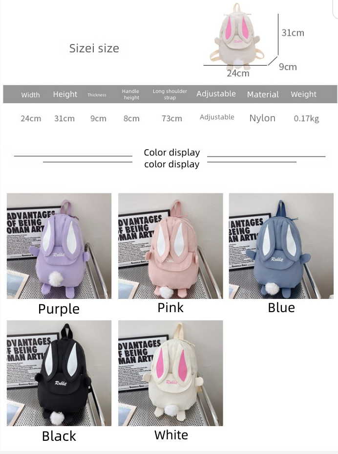 Backpack Bag Girl New Kindergarten Cartoon Cute Rabbit Style Children's Backpack Girls' Backpack Travel Backpack