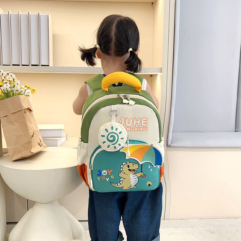 Backpack Bag Girl Backpack School Bag Dinosaur Anime Reducing Burden Cartoon Print Color Contrasting Children's Backpack Kindergarten Girl's Bags Backpacks