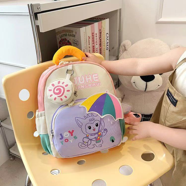 Backpack Bag Girl Backpack School Bag Dinosaur Anime Reducing Burden Cartoon Print Color Contrasting Children's Backpack Kindergarten Girl's Bags Backpacks