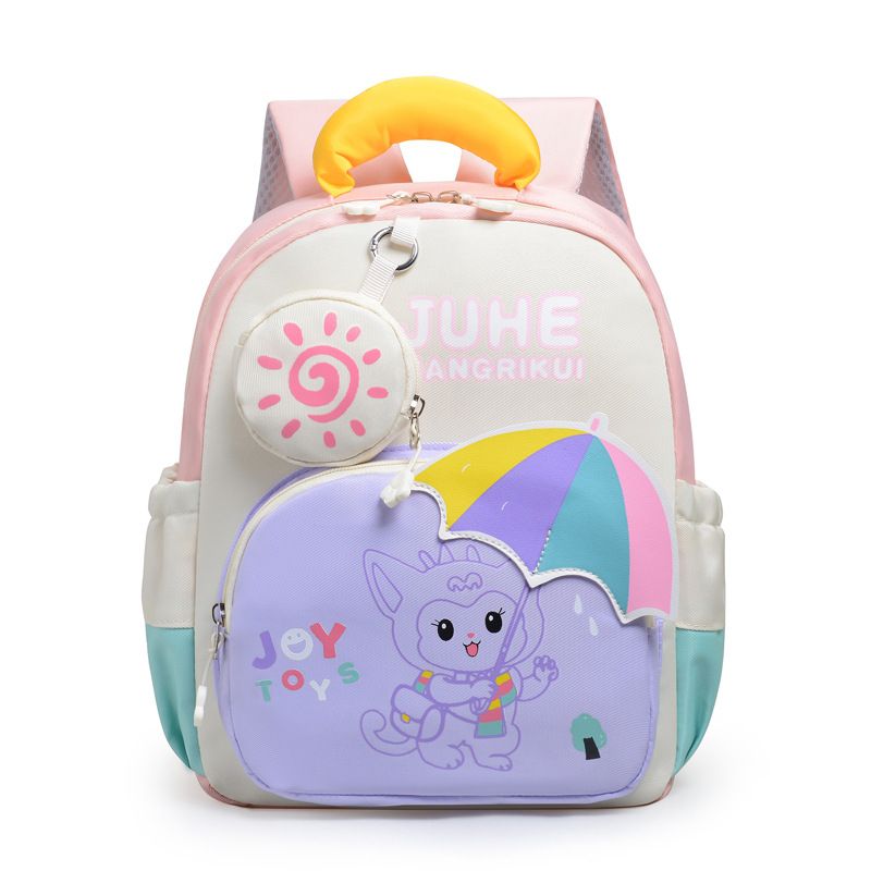 Backpack Bag Girl Backpack School Bag Dinosaur Anime Reducing Burden Cartoon Print Color Contrasting Children's Backpack Kindergarten Girl's Bags Backpacks