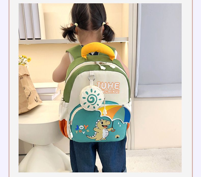 Backpack Bag Girl Backpack School Bag Dinosaur Anime Reducing Burden Cartoon Print Color Contrasting Children's Backpack Kindergarten Girl's Bags Backpacks