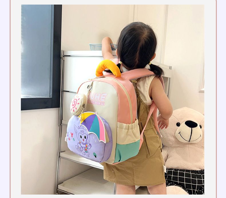 Backpack Bag Girl Backpack School Bag Dinosaur Anime Reducing Burden Cartoon Print Color Contrasting Children's Backpack Kindergarten Girl's Bags Backpacks