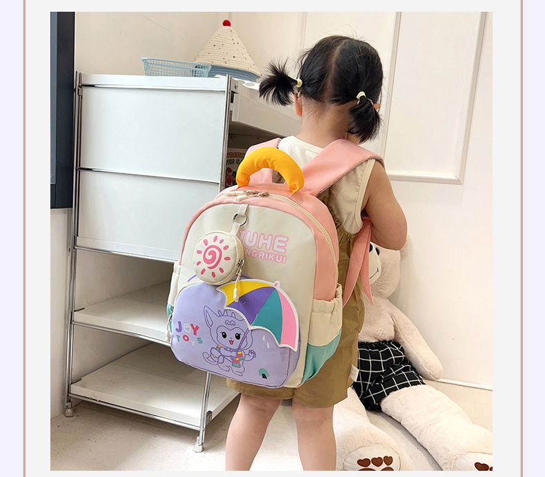 Backpack Bag Girl Backpack School Bag Dinosaur Anime Reducing Burden Cartoon Print Color Contrasting Children's Backpack Kindergarten Girl's Bags Backpacks