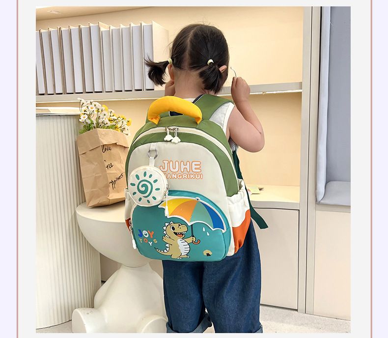 Backpack Bag Girl Backpack School Bag Dinosaur Anime Reducing Burden Cartoon Print Color Contrasting Children's Backpack Kindergarten Girl's Bags Backpacks