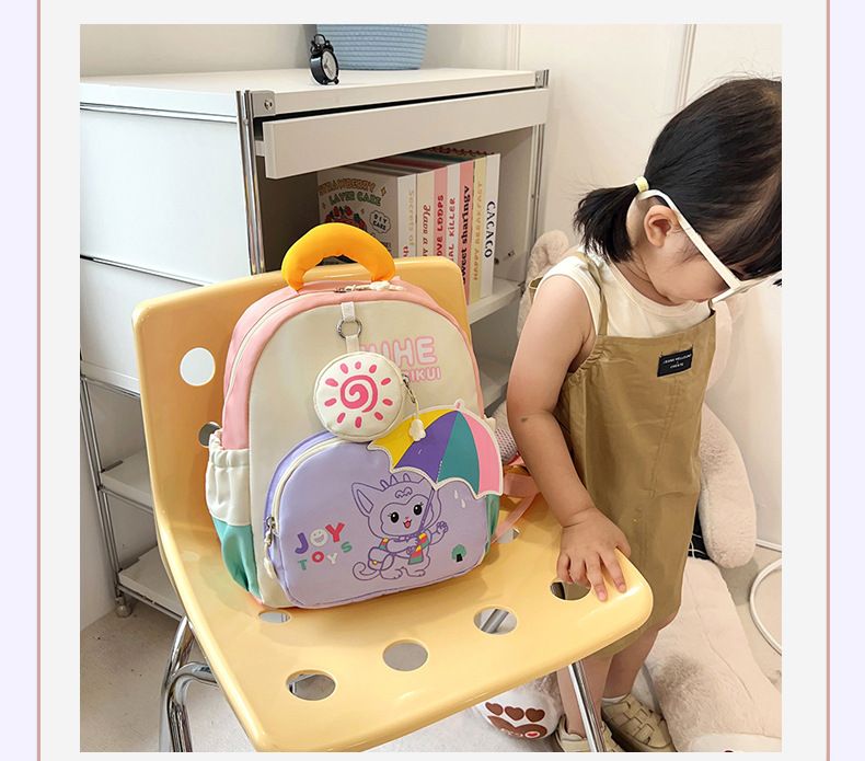 Backpack Bag Girl Backpack School Bag Dinosaur Anime Reducing Burden Cartoon Print Color Contrasting Children's Backpack Kindergarten Girl's Bags Backpacks