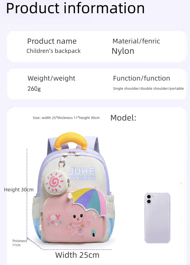 Backpack Bag Girl Backpack School Bag Dinosaur Anime Reducing Burden Cartoon Print Color Contrasting Children's Backpack Kindergarten Girl's Bags Backpacks