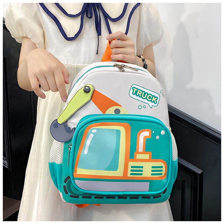 Backpack Bag Girl Backpack School Bag Truck Image Kindergarten Backpack 3-6 Year Old Middle Class Boys Girls Modern Trendy Cool Nylon Color Blocking Girl's Bags Backpacks