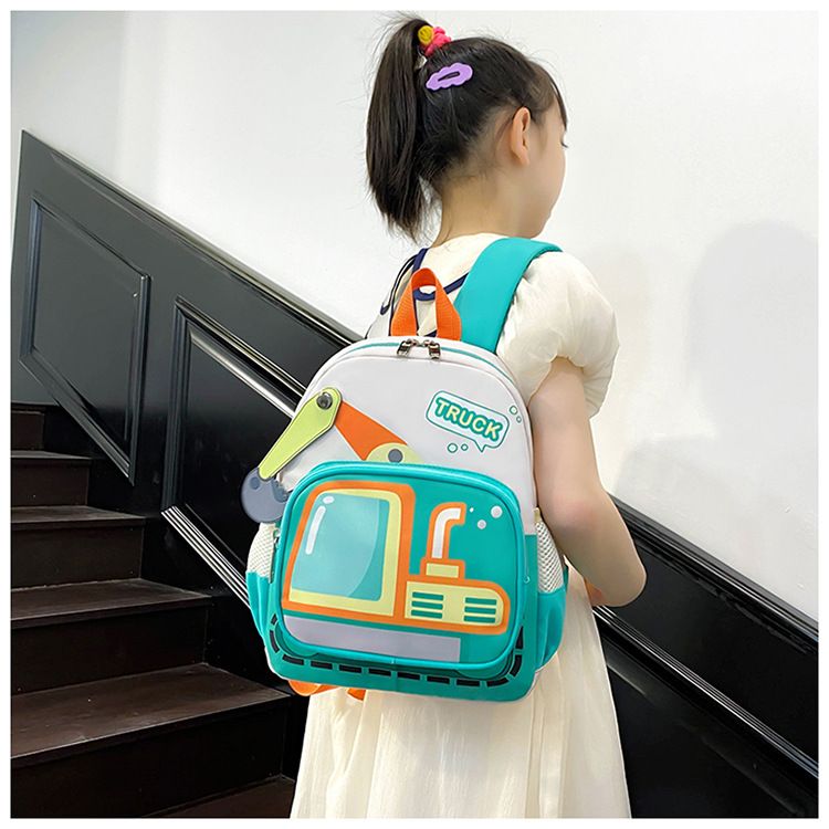 Backpack Bag Girl Backpack School Bag Truck Image Kindergarten Backpack 3-6 Year Old Middle Class Boys Girls Modern Trendy Cool Nylon Color Blocking Girl's Bags Backpacks