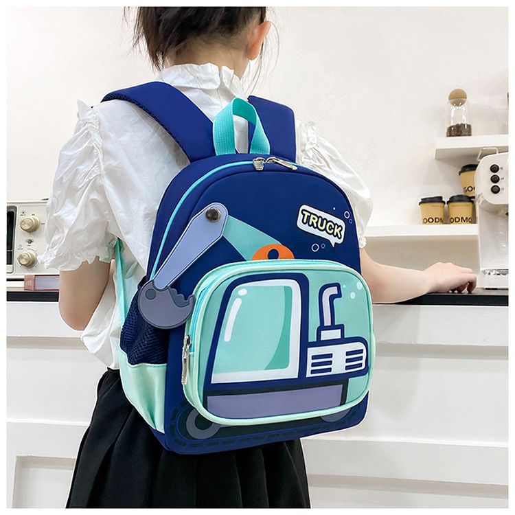 Backpack Bag Girl Backpack School Bag Truck Image Kindergarten Backpack 3-6 Year Old Middle Class Boys Girls Modern Trendy Cool Nylon Color Blocking Girl's Bags Backpacks