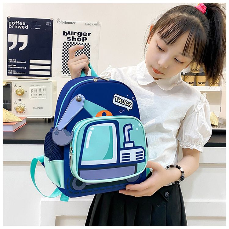 Backpack Bag Girl Backpack School Bag Truck Image Kindergarten Backpack 3-6 Year Old Middle Class Boys Girls Modern Trendy Cool Nylon Color Blocking Girl's Bags Backpacks