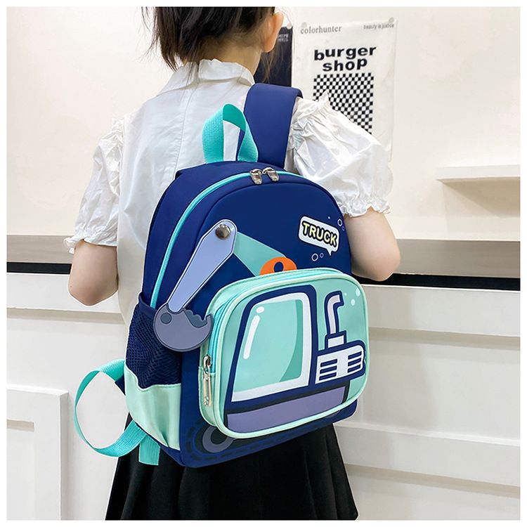 Backpack Bag Girl Backpack School Bag Truck Image Kindergarten Backpack 3-6 Year Old Middle Class Boys Girls Modern Trendy Cool Nylon Color Blocking Girl's Bags Backpacks