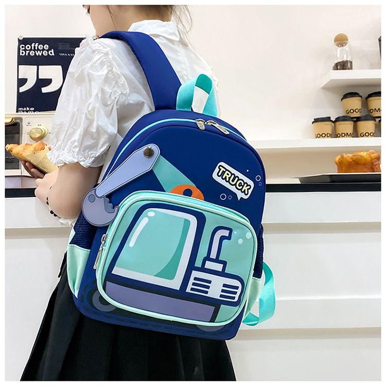 Backpack Bag Girl Backpack School Bag Truck Image Kindergarten Backpack 3-6 Year Old Middle Class Boys Girls Modern Trendy Cool Nylon Color Blocking Girl's Bags Backpacks