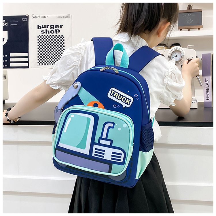 Backpack Bag Girl Backpack School Bag Truck Image Kindergarten Backpack 3-6 Year Old Middle Class Boys Girls Modern Trendy Cool Nylon Color Blocking Girl's Bags Backpacks