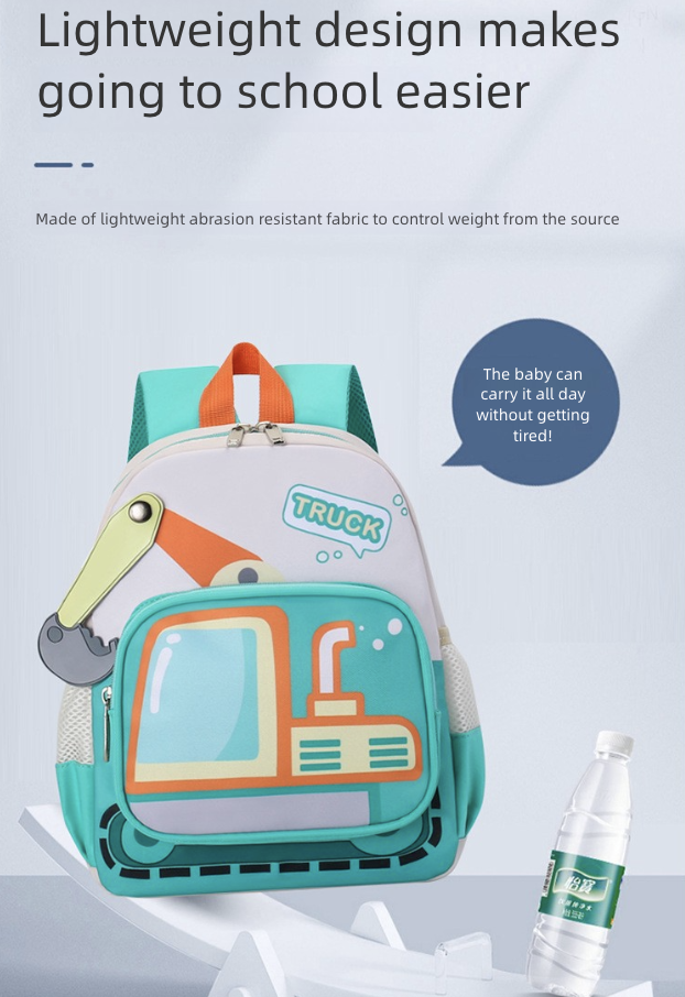 Backpack Bag Girl Backpack School Bag Truck Image Kindergarten Backpack 3-6 Year Old Middle Class Boys Girls Modern Trendy Cool Nylon Color Blocking Girl's Bags Backpacks