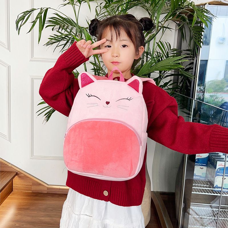 Backpack Bag Girl Backpack School Bag Autumn Winter Simple Solid Color Plush Backpack Kindergarten Backpack Cute Little Backpack for Boys Girls Children's Girl's Bags Backpacks