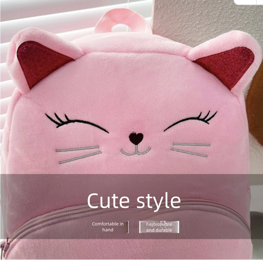 Backpack Bag Girl Backpack School Bag Autumn Winter Simple Solid Color Plush Backpack Kindergarten Backpack Cute Little Backpack for Boys Girls Children's Girl's Bags Backpacks