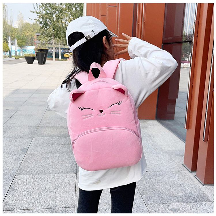 Backpack Bag Girl Backpack School Bag Autumn Winter Simple Solid Color Plush Backpack Kindergarten Backpack Cute Little Backpack for Boys Girls Children's Girl's Bags Backpacks