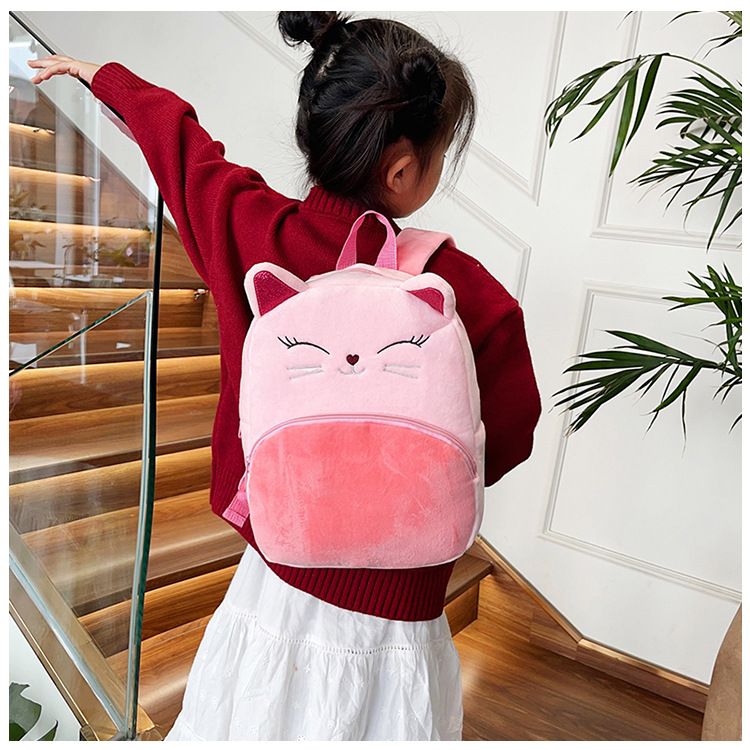 Backpack Bag Girl Backpack School Bag Autumn Winter Simple Solid Color Plush Backpack Kindergarten Backpack Cute Little Backpack for Boys Girls Children's Girl's Bags Backpacks