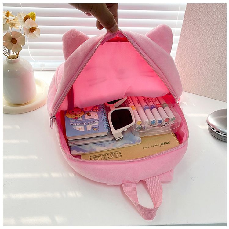 Backpack Bag Girl Backpack School Bag Autumn Winter Simple Solid Color Plush Backpack Kindergarten Backpack Cute Little Backpack for Boys Girls Children's Girl's Bags Backpacks