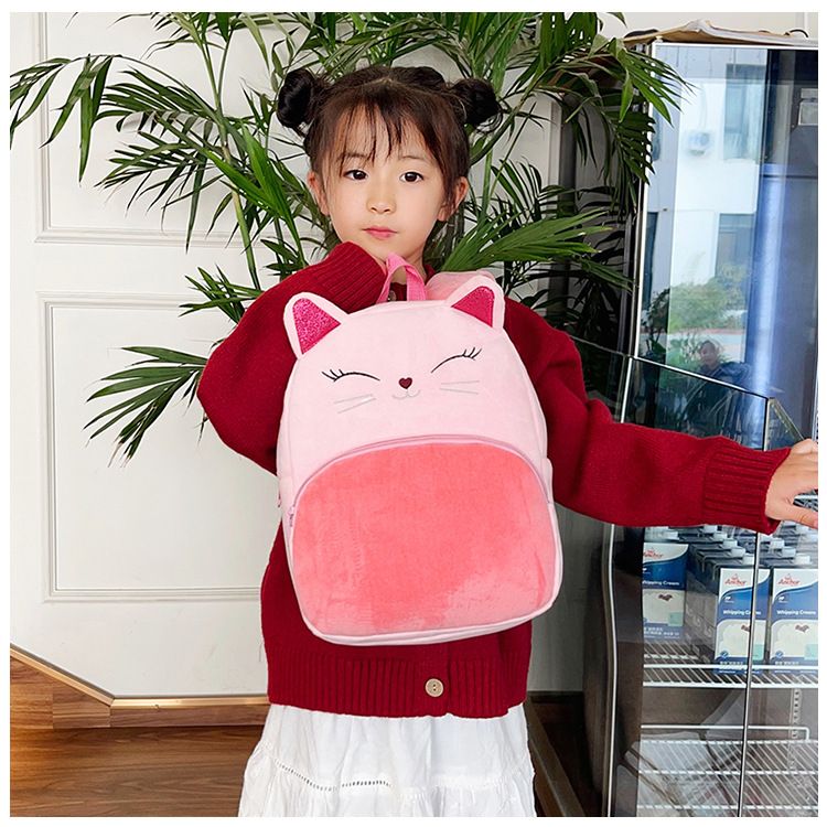 Backpack Bag Girl Backpack School Bag Autumn Winter Simple Solid Color Plush Backpack Kindergarten Backpack Cute Little Backpack for Boys Girls Children's Girl's Bags Backpacks