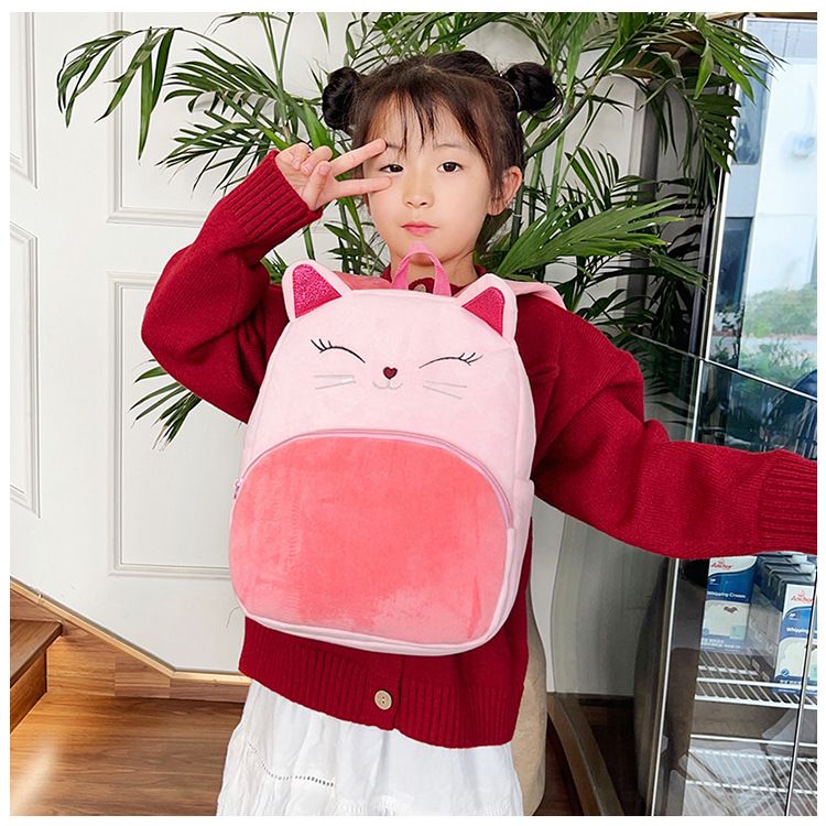 Backpack Bag Girl Backpack School Bag Autumn Winter Simple Solid Color Plush Backpack Kindergarten Backpack Cute Little Backpack for Boys Girls Children's Girl's Bags Backpacks