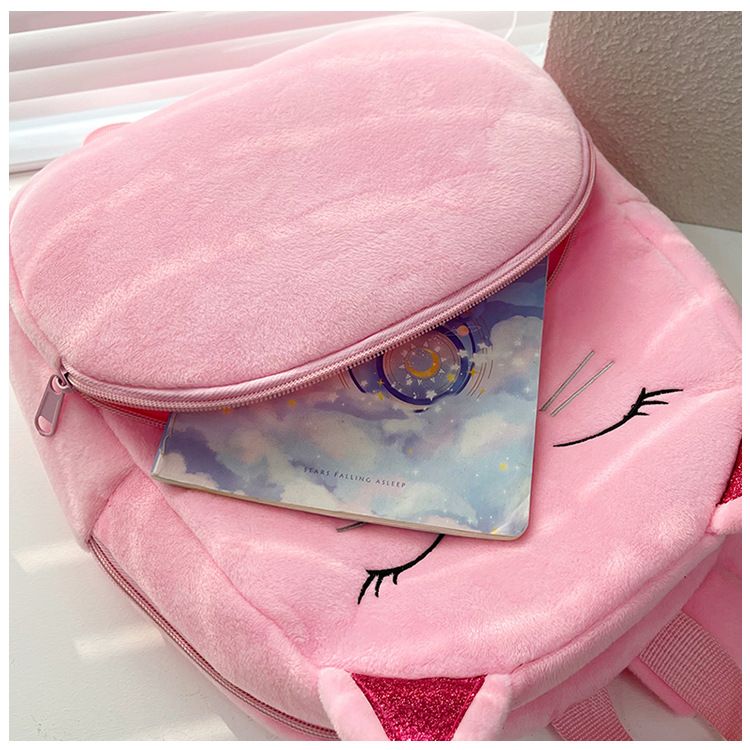 Backpack Bag Girl Backpack School Bag Autumn Winter Simple Solid Color Plush Backpack Kindergarten Backpack Cute Little Backpack for Boys Girls Children's Girl's Bags Backpacks