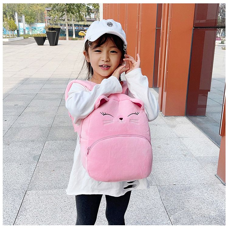 Backpack Bag Girl Backpack School Bag Autumn Winter Simple Solid Color Plush Backpack Kindergarten Backpack Cute Little Backpack for Boys Girls Children's Girl's Bags Backpacks