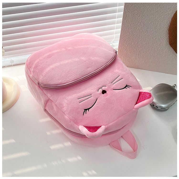 Backpack Bag Girl Backpack School Bag Autumn Winter Simple Solid Color Plush Backpack Kindergarten Backpack Cute Little Backpack for Boys Girls Children's Girl's Bags Backpacks