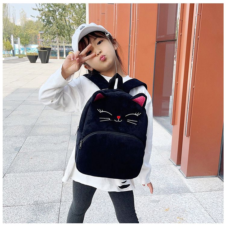 Backpack Bag Girl Backpack School Bag Autumn Winter Simple Solid Color Plush Backpack Kindergarten Backpack Cute Little Backpack for Boys Girls Children's Girl's Bags Backpacks