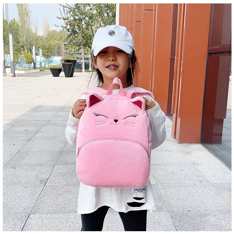 Backpack Bag Girl Backpack School Bag Autumn Winter Simple Solid Color Plush Backpack Kindergarten Backpack Cute Little Backpack for Boys Girls Children's Girl's Bags Backpacks