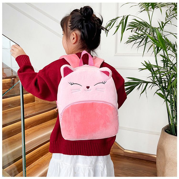 Backpack Bag Girl Backpack School Bag Autumn Winter Simple Solid Color Plush Backpack Kindergarten Backpack Cute Little Backpack for Boys Girls Children's Girl's Bags Backpacks