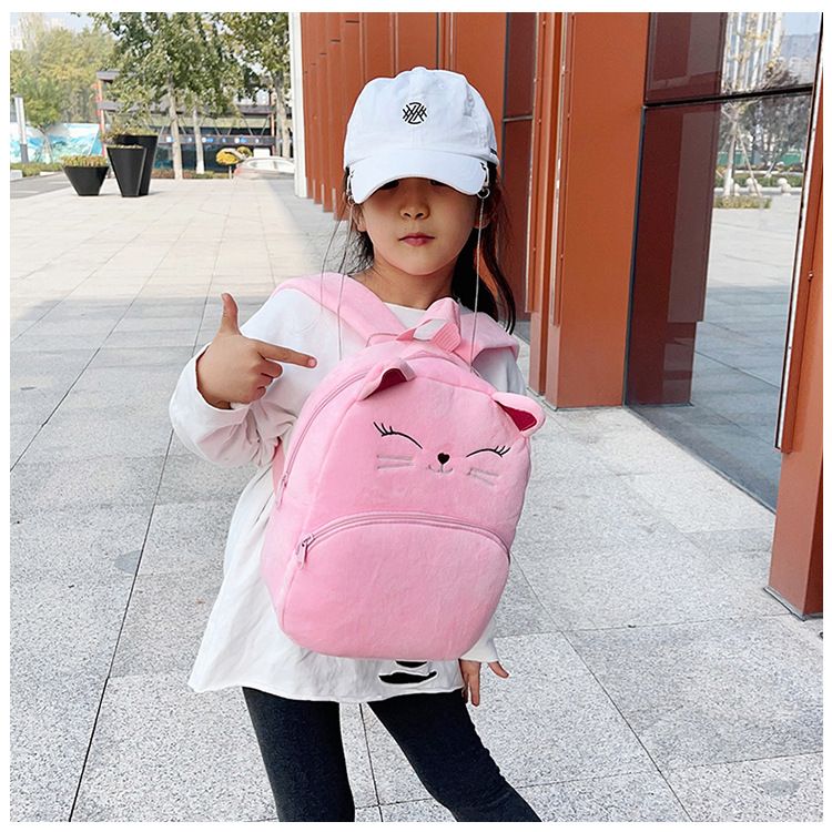 Backpack Bag Girl Backpack School Bag Autumn Winter Simple Solid Color Plush Backpack Kindergarten Backpack Cute Little Backpack for Boys Girls Children's Girl's Bags Backpacks