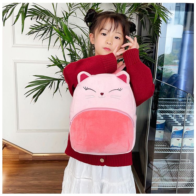 Backpack Bag Girl Backpack School Bag Autumn Winter Simple Solid Color Plush Backpack Kindergarten Backpack Cute Little Backpack for Boys Girls Children's Girl's Bags Backpacks