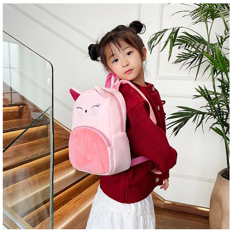 Backpack Bag Girl Backpack School Bag Autumn Winter Simple Solid Color Plush Backpack Kindergarten Backpack Cute Little Backpack for Boys Girls Children's Girl's Bags Backpacks