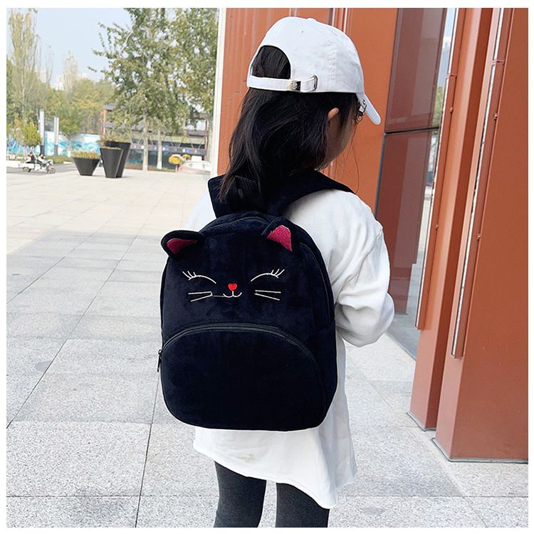 Backpack Bag Girl Backpack School Bag Autumn Winter Simple Solid Color Plush Backpack Kindergarten Backpack Cute Little Backpack for Boys Girls Children's Girl's Bags Backpacks