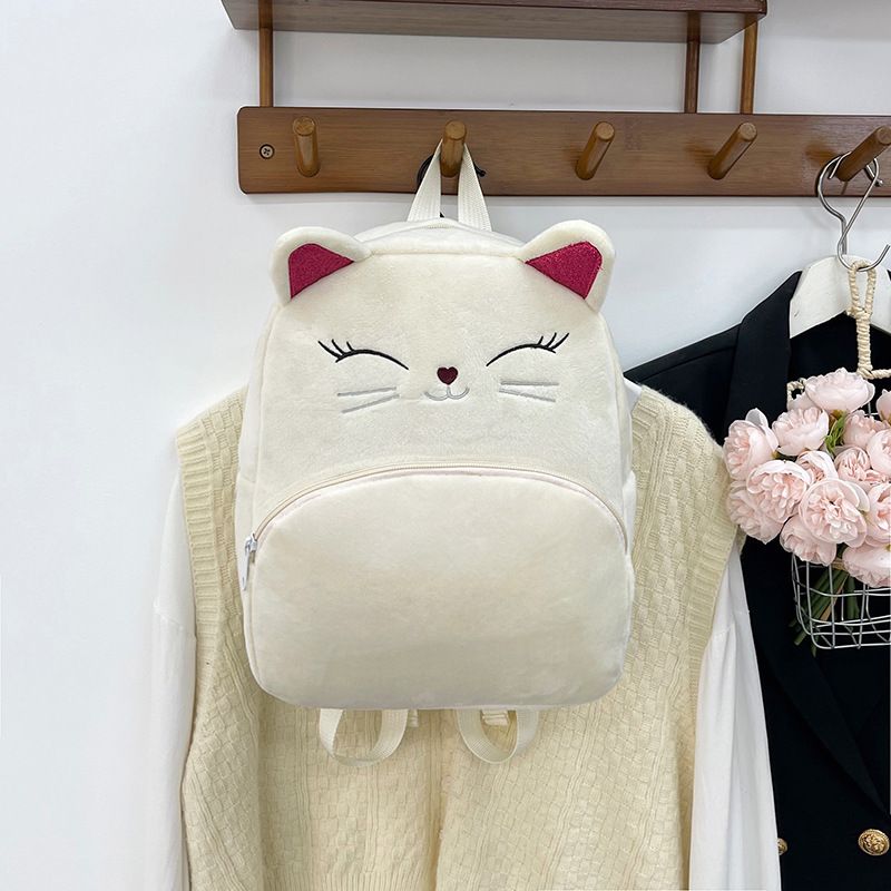 Backpack Bag Girl Backpack School Bag Autumn Winter Simple Solid Color Plush Backpack Kindergarten Backpack Cute Little Backpack for Boys Girls Children's Girl's Bags Backpacks