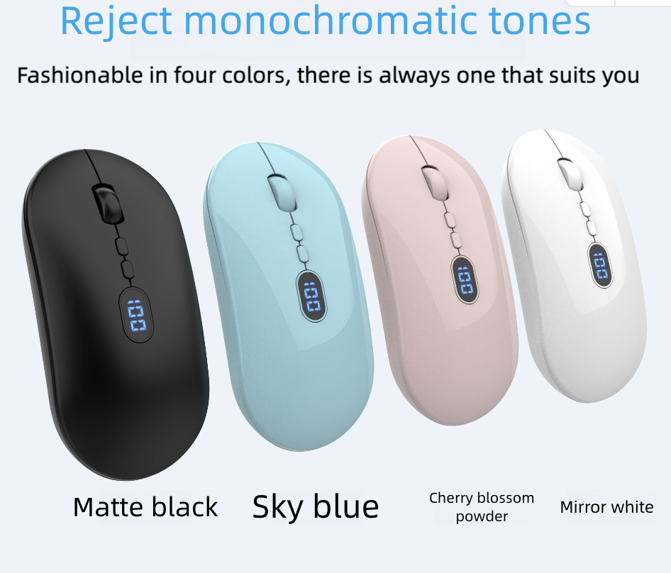 Rechargeable Mouse Wireless Mouse Bluetooth New Wireless Mouse Charging Silent Operation Power Display Business Office Use