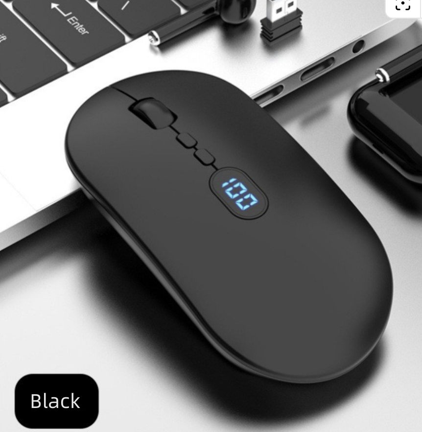 Rechargeable Mouse Wireless Mouse Bluetooth New Wireless Mouse Charging Silent Operation Power Display Business Office Use