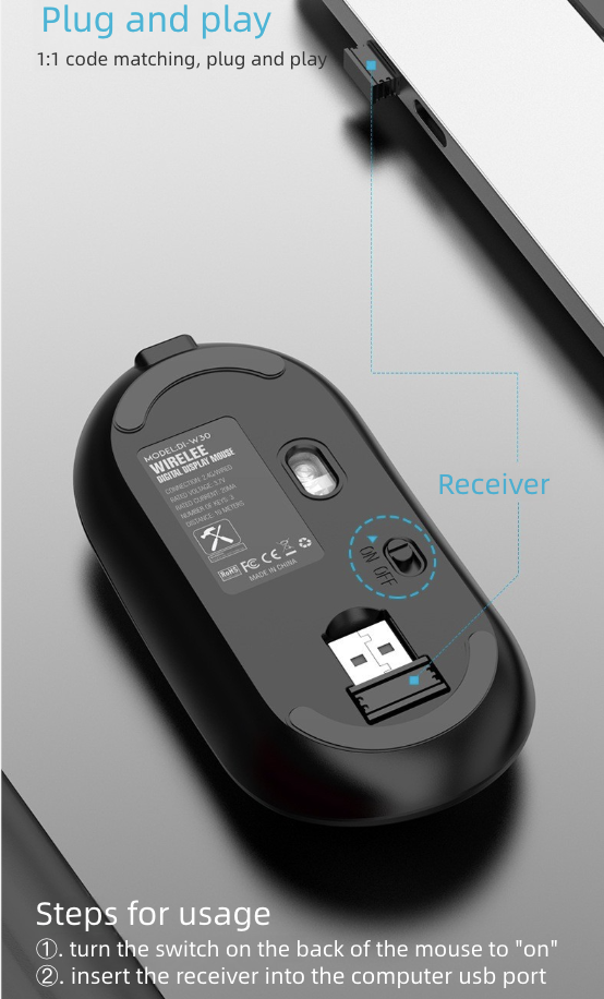 Rechargeable Mouse Wireless Mouse Bluetooth New Wireless Mouse Charging Silent Operation Power Display Business Office Use