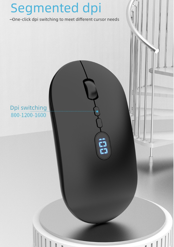 Rechargeable Mouse Wireless Mouse Bluetooth New Wireless Mouse Charging Silent Operation Power Display Business Office Use