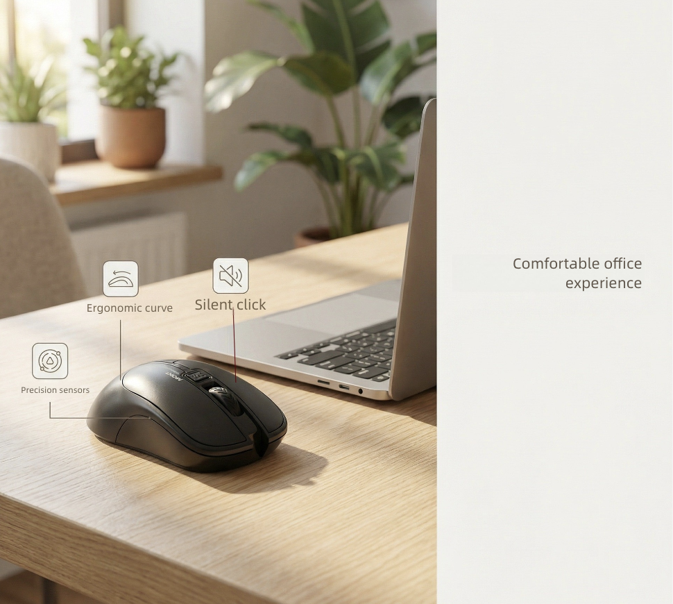 Wireless Battery-Operated NOT Included Ergonomic Mouse for Laptops Office Use
