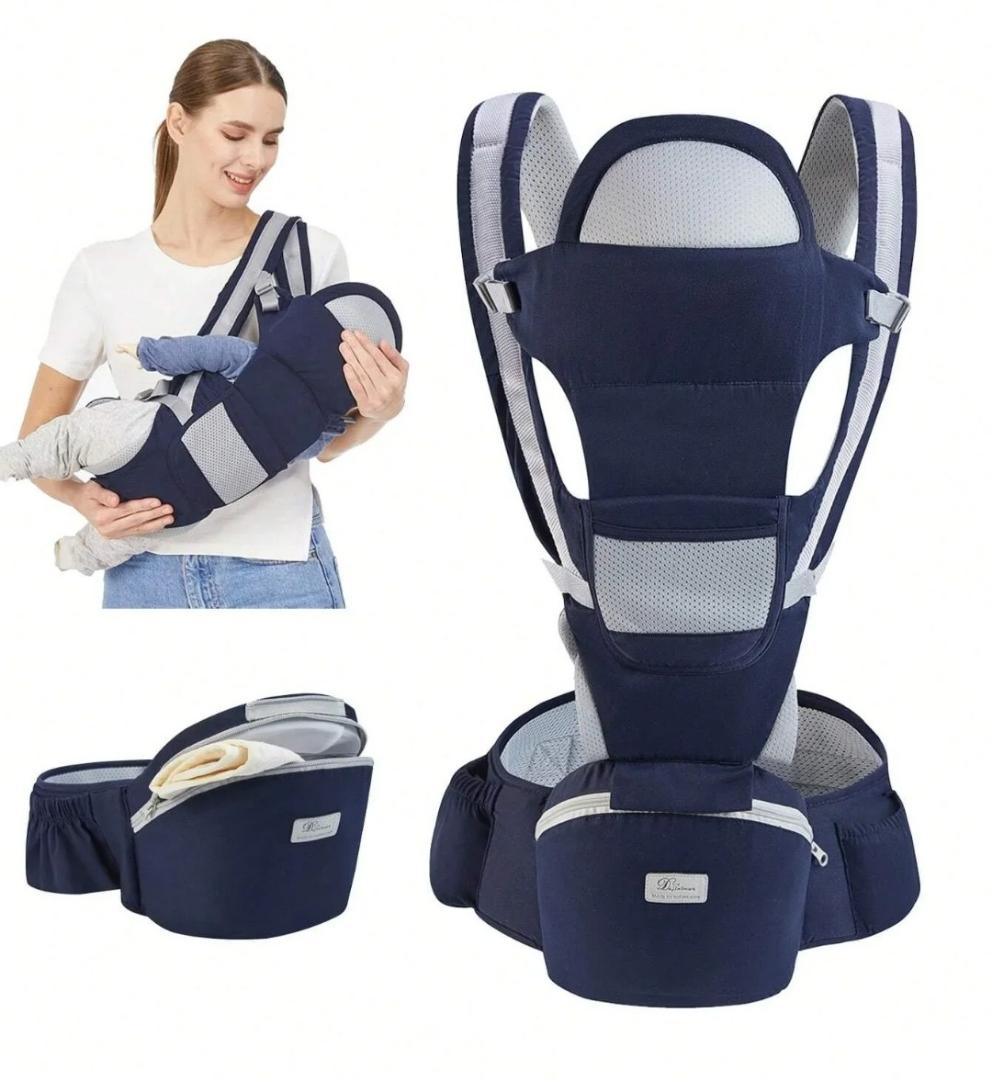 breathable 3D style cotton baby carrier with hip seat